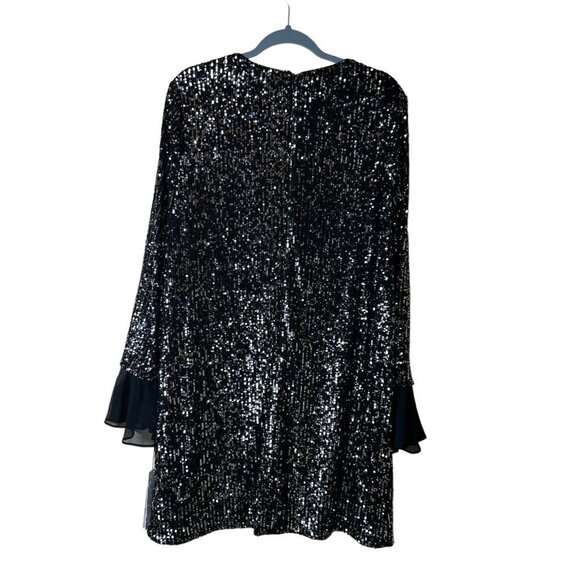 Calvin Klein NWT Woman size 14 Sequined Bell Sleeve Flapper Elegant Dress - Picture 3 of 8